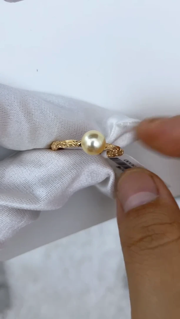 银S925镶嵌戒指海水珍珠羽皇金 多样性发其一 6-7