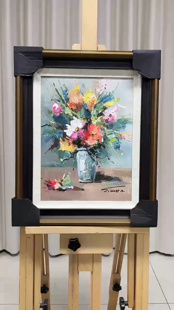 油画陶宗健-30x40-花卉-带框