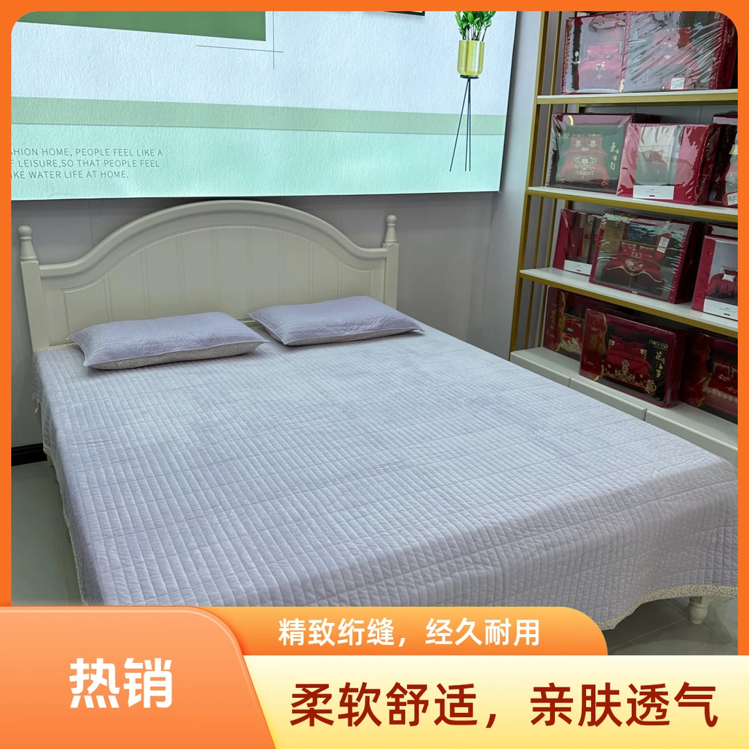 绒床盖三件套 韩系小花绒绗缝三件套2.2*2.4