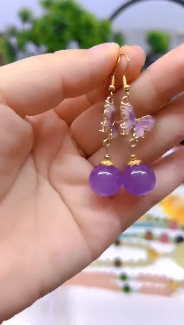 翡翠14K金镶嵌耳饰DIY款E737