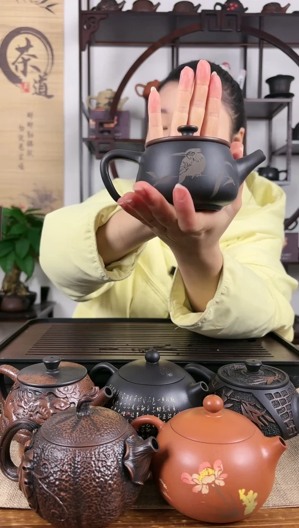 【闪购商品】壶网孔 水墨画 喜上眉梢 汉瓦壶200cc