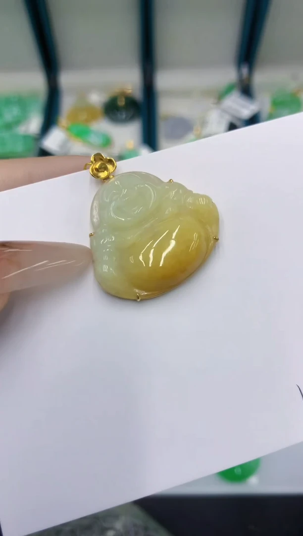 颈饰18K金镶嵌翡翠幸**宝111111