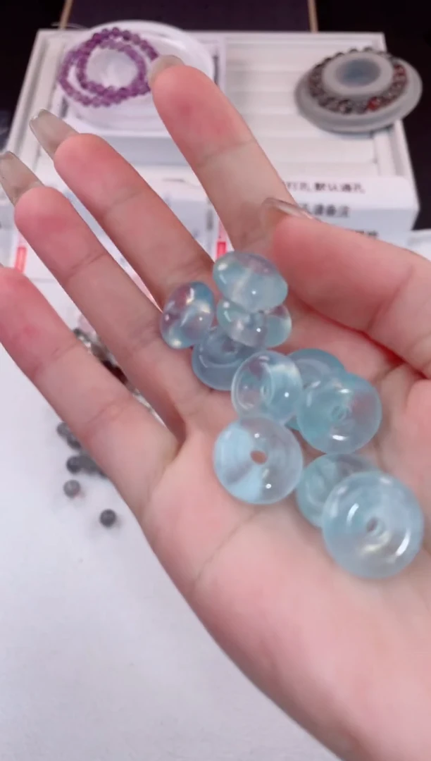 【闪购商品】水晶【M03】海蓝宝平安扣未镶嵌多样性随1颗