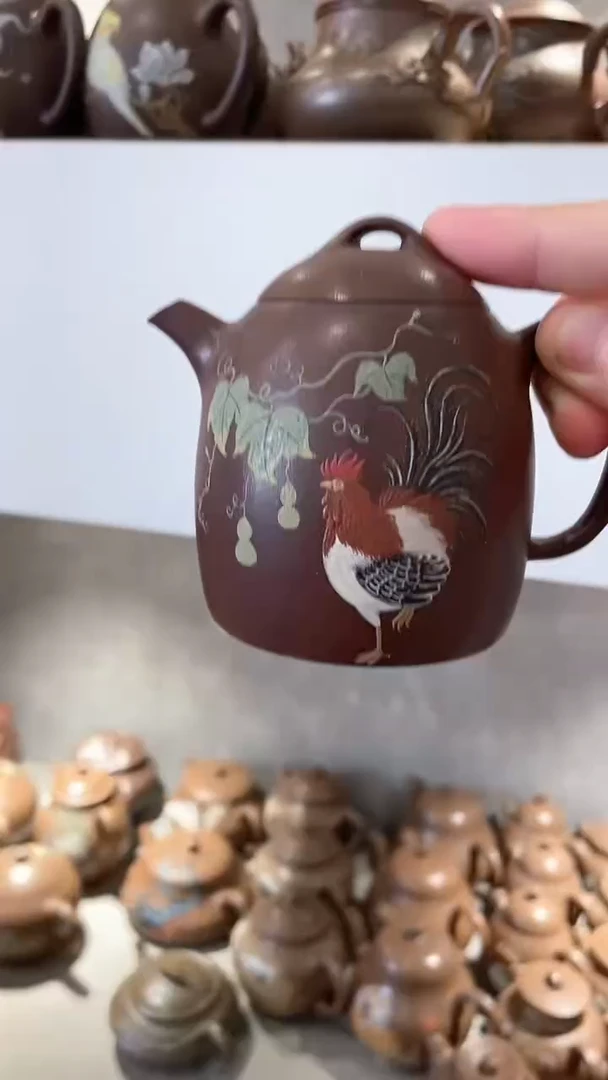 茶壶紫砂紫泥葫芦公鸡壶160cc