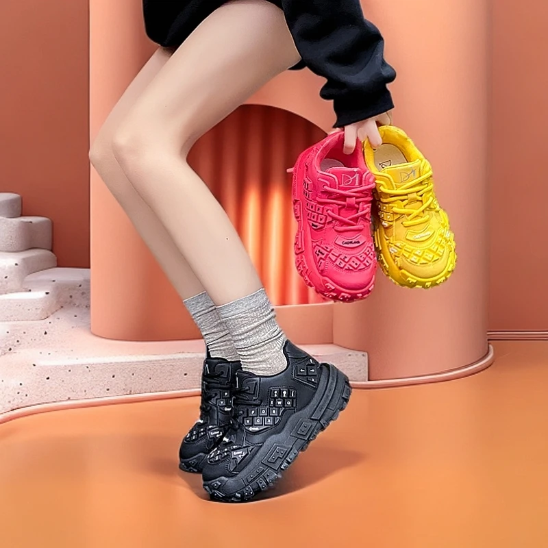 劳诗蒂奴明星同款键盘鞋时尚百搭厚底增高老爹鞋春季潮牌女款细带