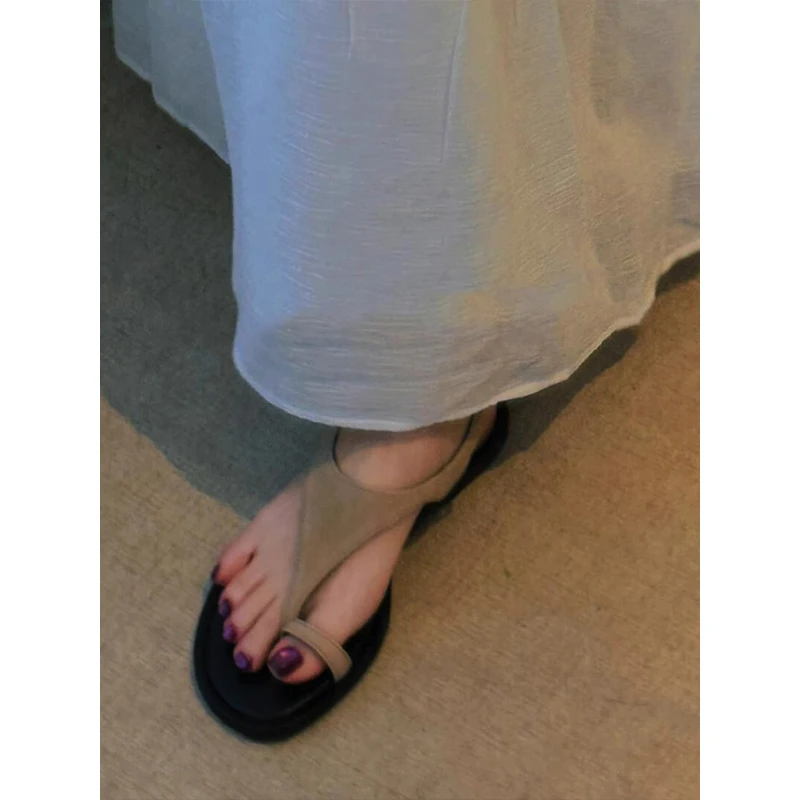 羊皮版~2025新款套趾休闲罗马凉鞋女夏季外穿人字凉拖鞋平底凉鞋