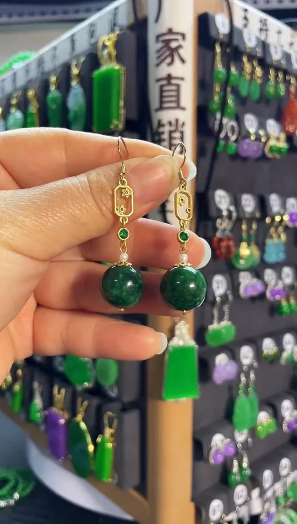 【闪购商品】翡翠耳饰银S925镶嵌011...