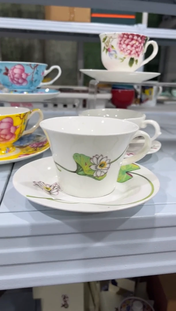 杯子骨瓷（简装）咖啡杯碟一套+小勺