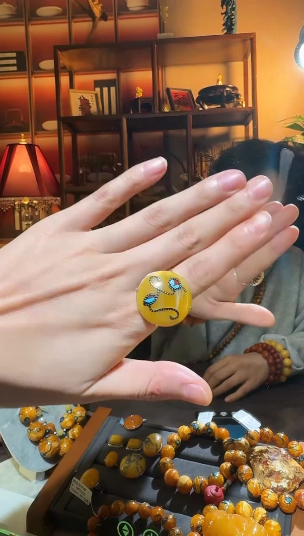 蜜蜡颈饰银S925镶嵌9266天然蜜蜡珠宝奇石