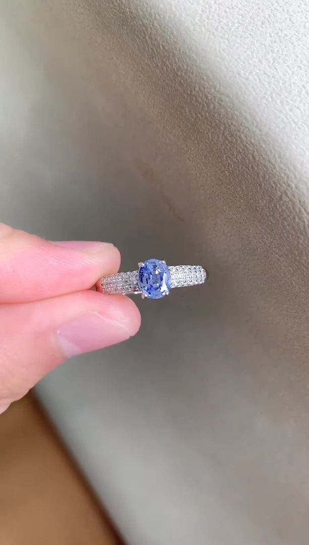 蓝宝石戒指银S925镶嵌戒指