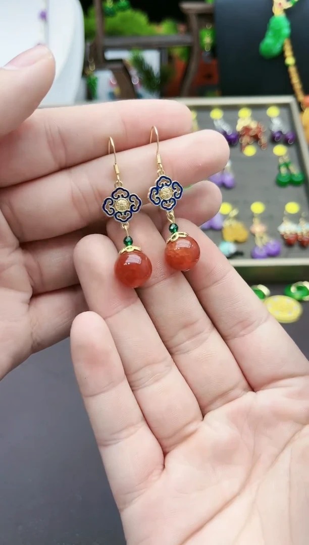 【闪购商品】玛瑙/玉髓耳钉银S925镶嵌223000