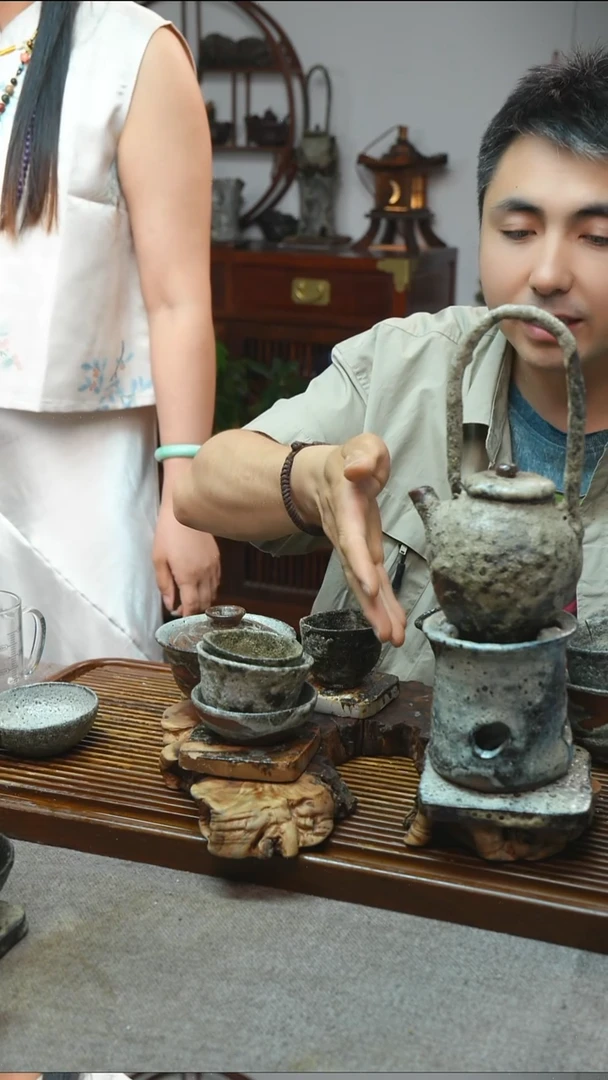 万古烧粗陶手工茶具