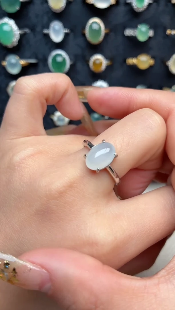 银S925镶嵌戒指翡翠1