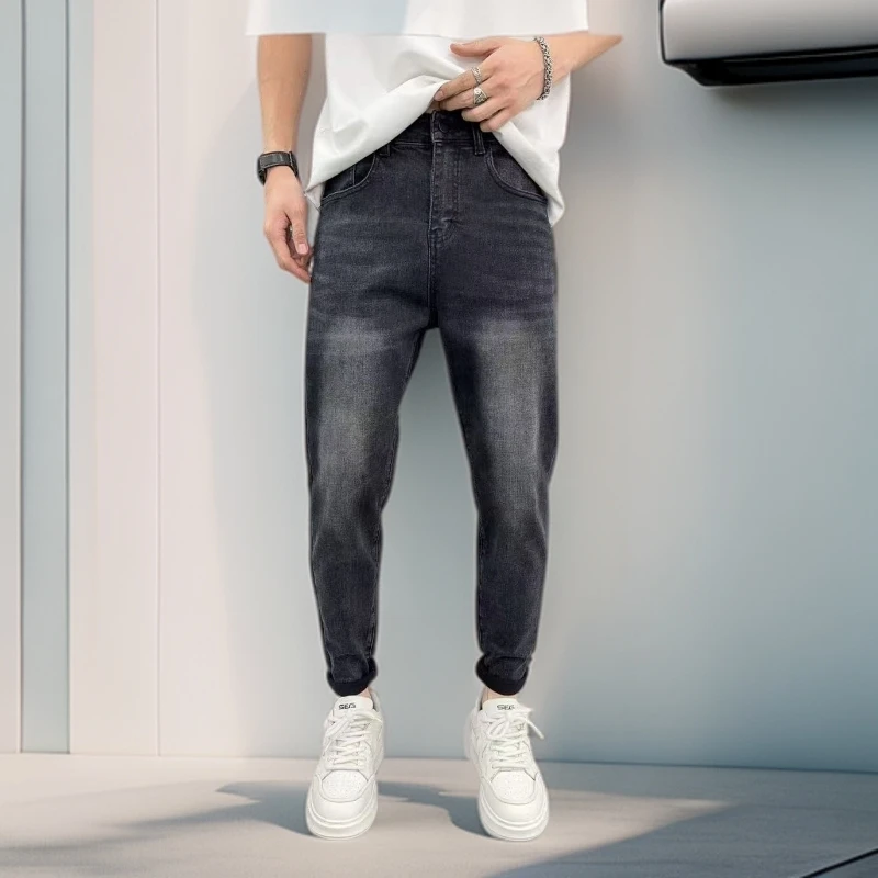 秋冬新款男士百搭高级灰修身显瘦弹力牛仔裤（9512）