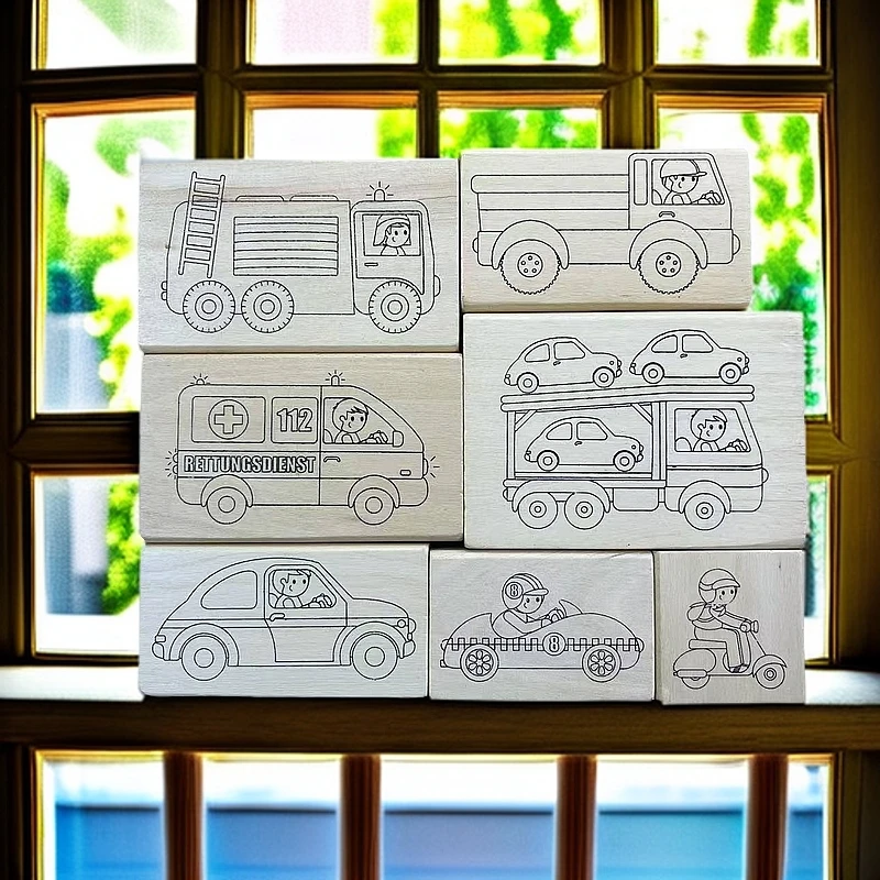 儿童印章儿童木质印章汽车/小马套装