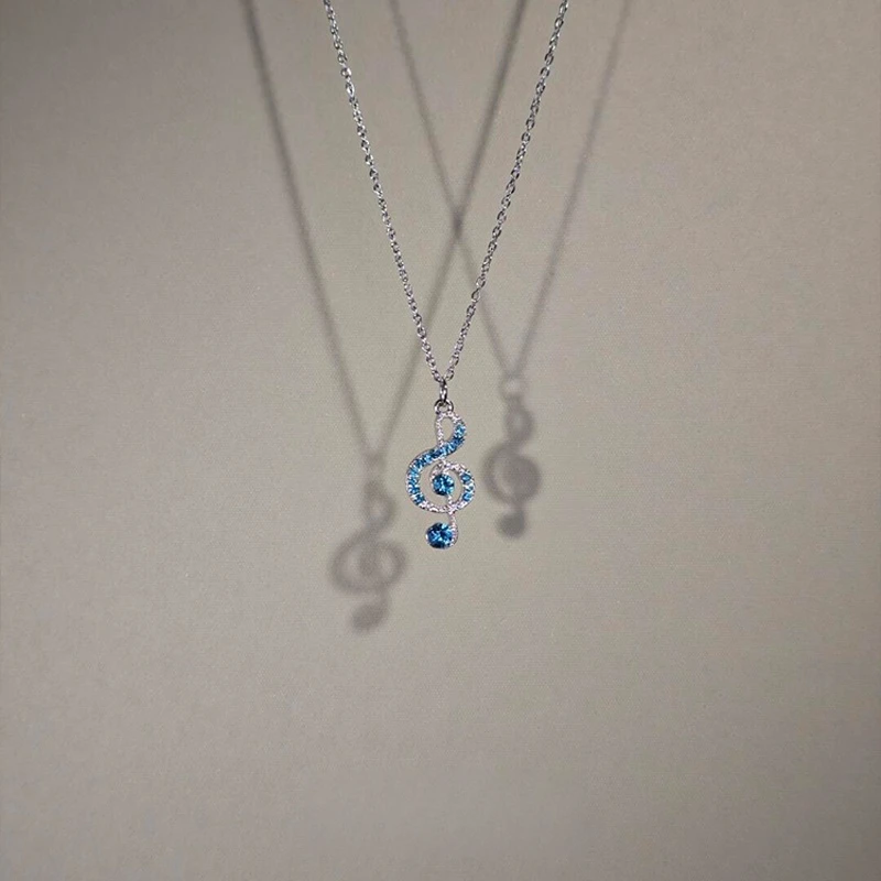 铜合金项链 清冷感蓝色音符项链女时尚小众设计高级感精致锁骨链