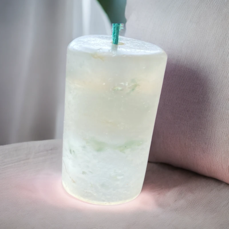 翡翠吊坠，冰种飘花，长约37.4，直径约23.7冰透