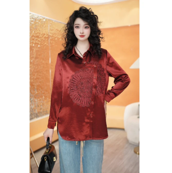 【奈娅定制】A009法式醋酸轻奢上衣女2025新款洋气时尚衬衫女