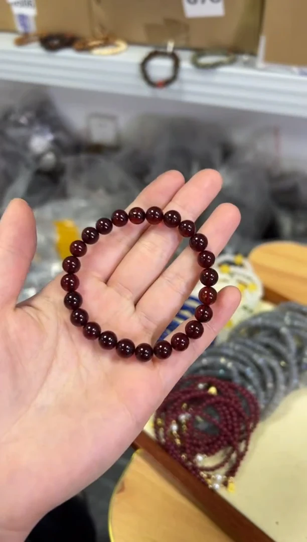 【闪购商品】血珀手链未镶嵌血翳珀素圈圆珠手串[0432]