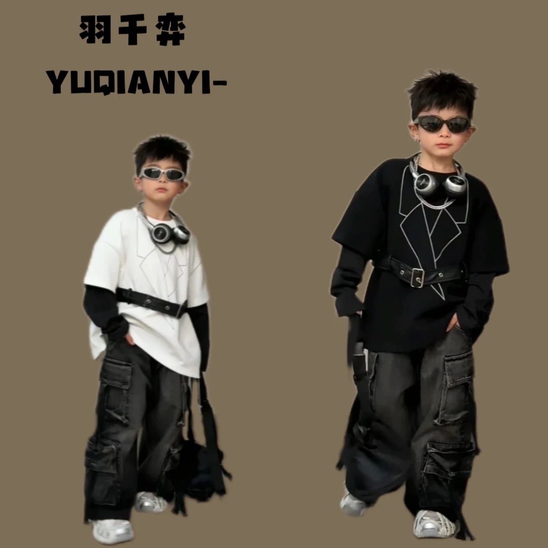 【羽千羿】春季韩版儿童  腰带假两件卫衣 XSTX-6752