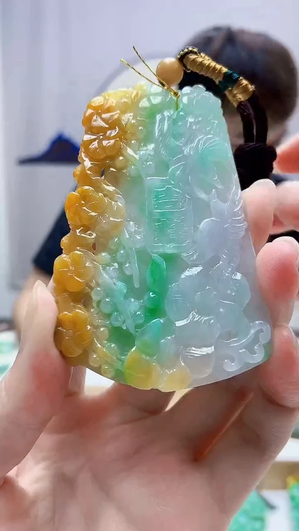 未镶嵌定制翡翠4868zm-毛货挂件84花鸟