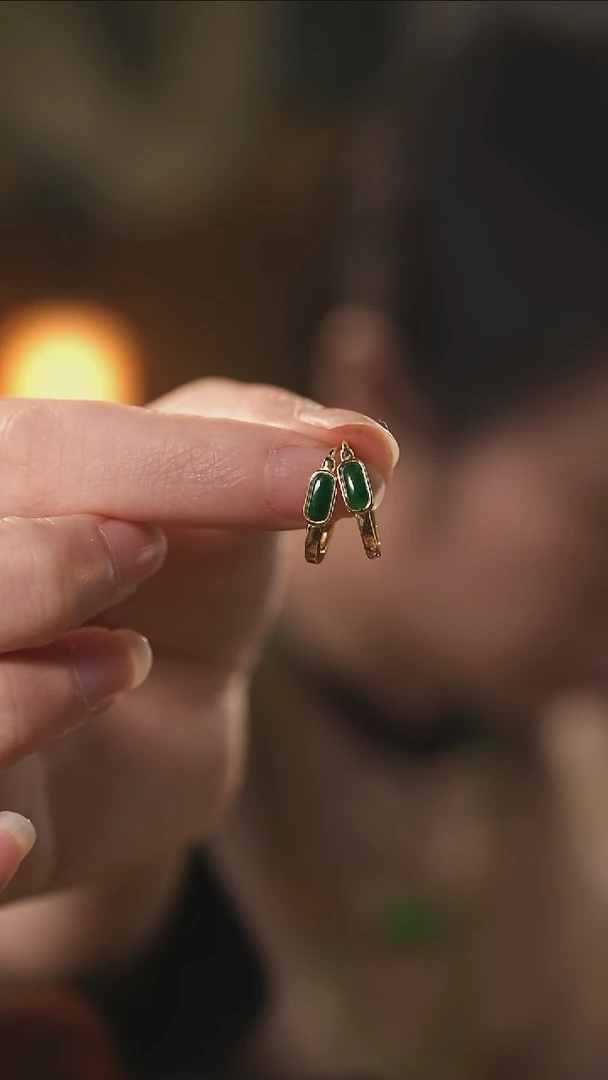 银S925镶嵌翡翠耳环925银 翡翠耳环 多样性发货