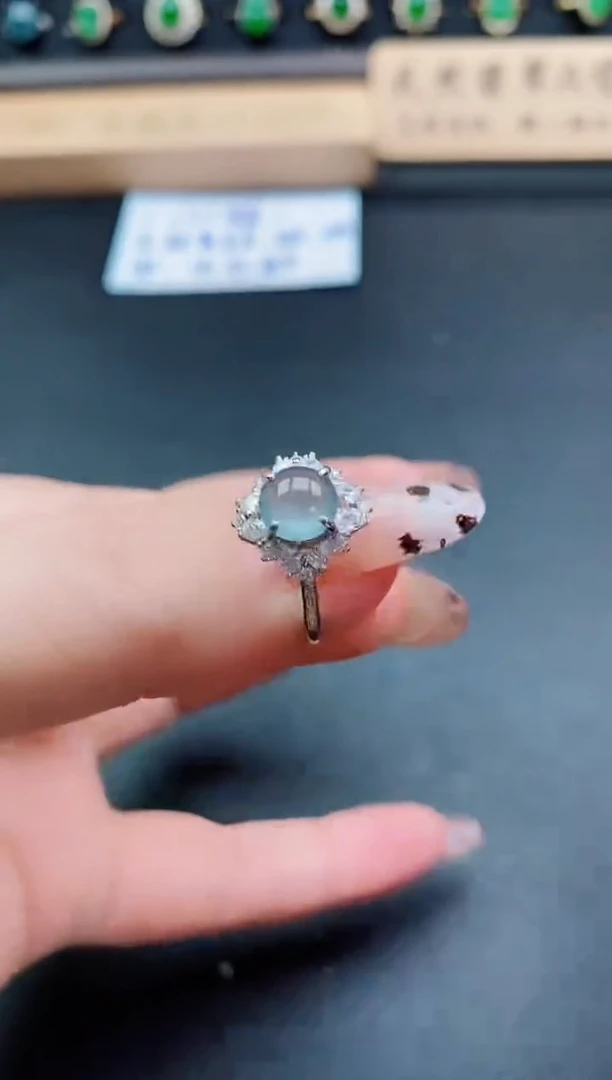 银S925镶嵌戒指翡翠1