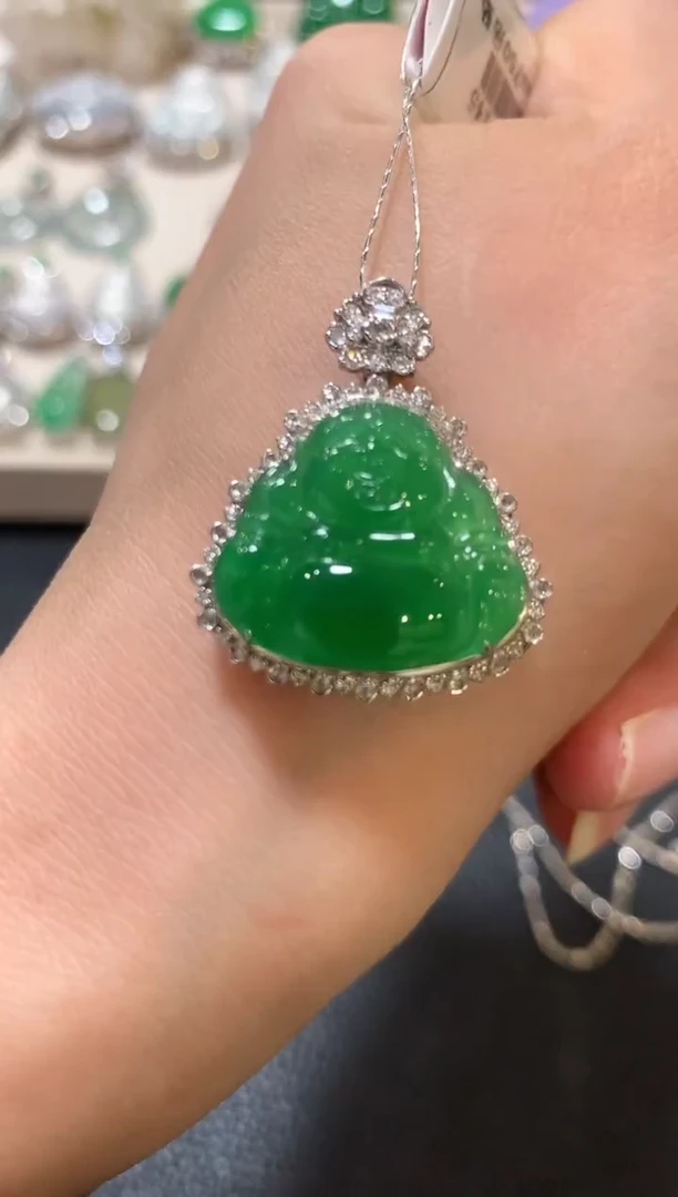 吊坠(不含链)18K金镶嵌翡翠n129