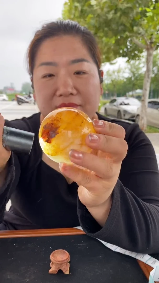 未镶嵌珠宝半成品水晶黄胶花球D191