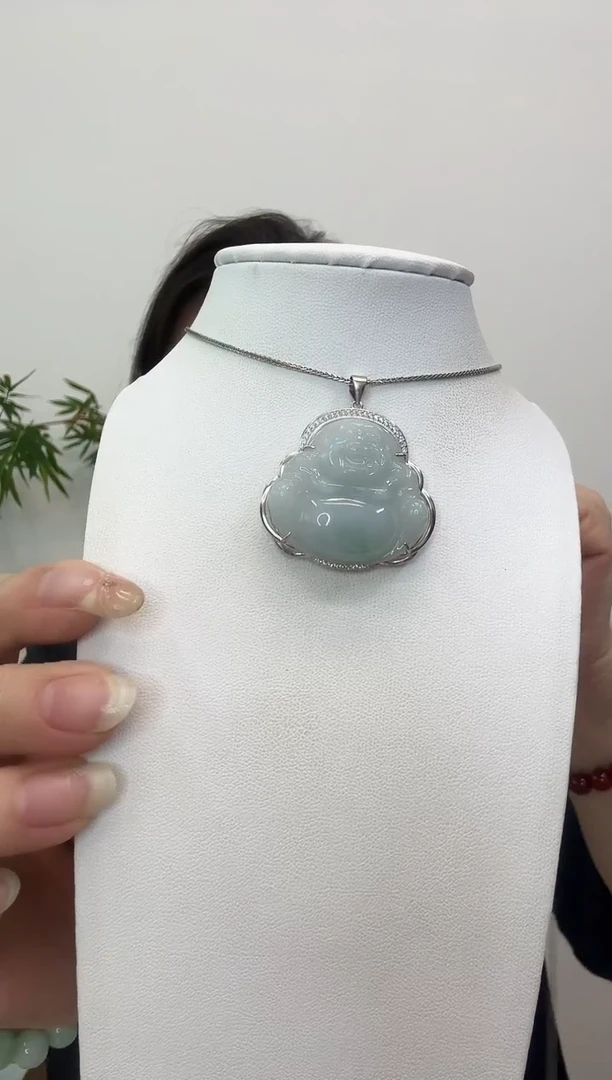 翡翠银S925镶嵌吊坠(赠链)佛公