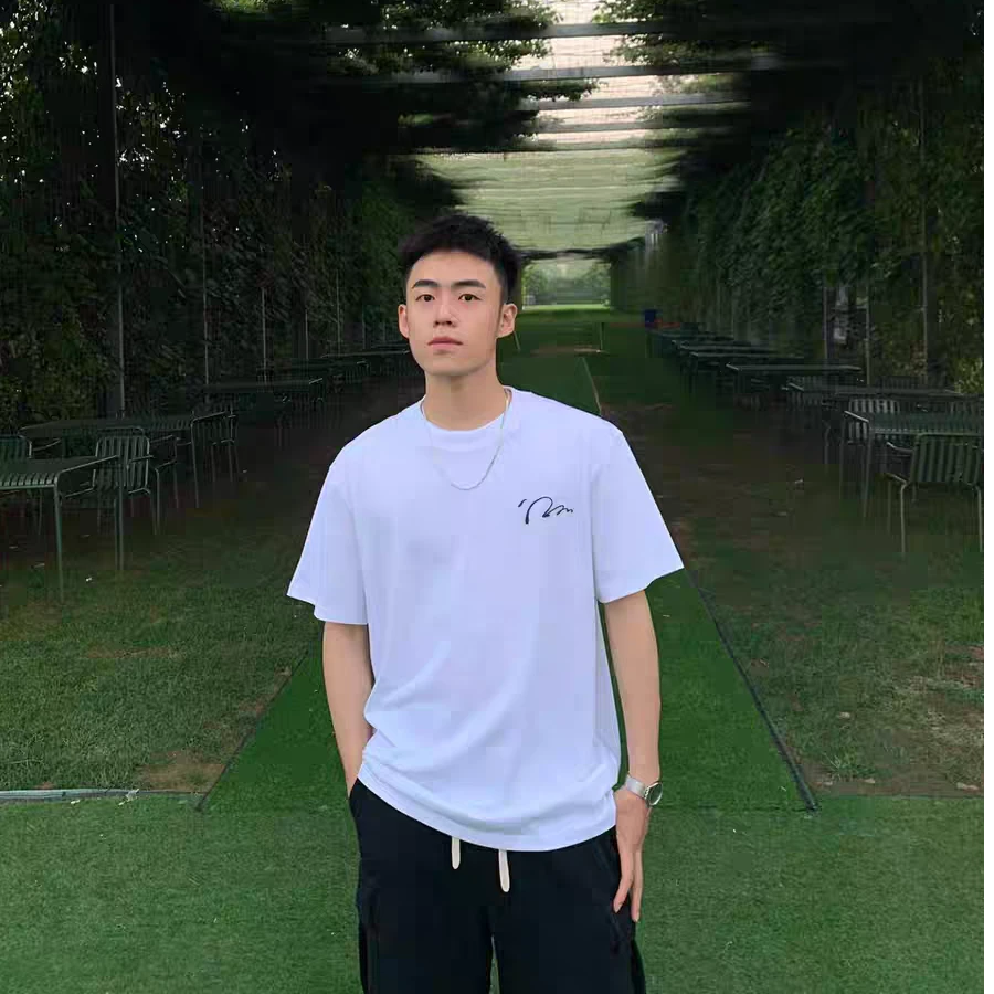殿若字母印花短袖t恤男士新款夏季美式潮牌潮流宽松百搭圆领上衣