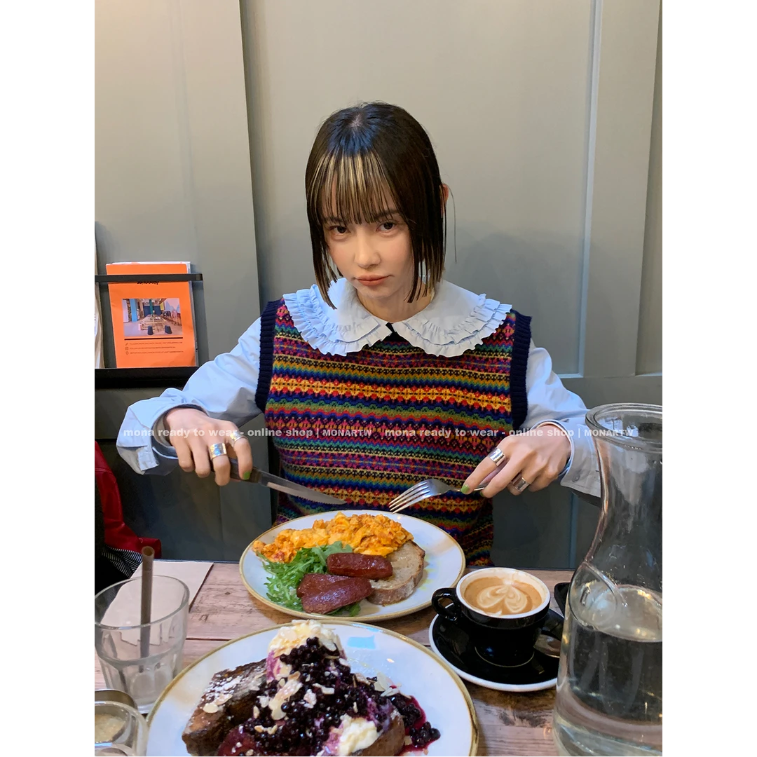 【9.21日 早10点上新】MONA 100羊毛 复古毛衣背心女 O125S10619