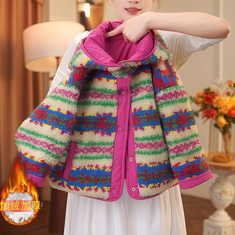 女童羊羔毛外套秋冬2025新款连帽加厚双面穿毛毛衣保暖外穿上衣潮