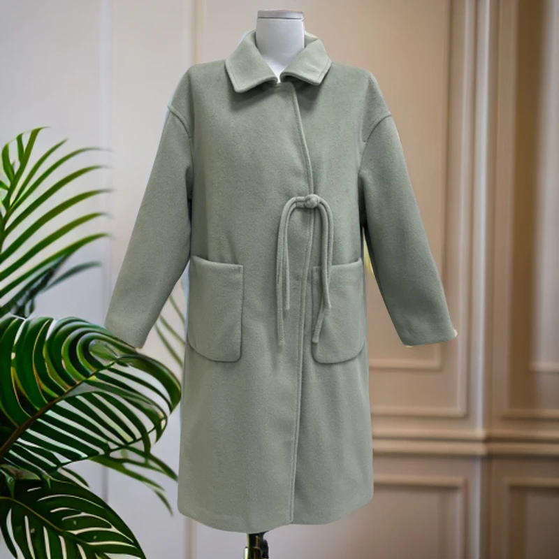 【Z1021】时尚百搭新款女士2024宽松中长款双面呢大衣