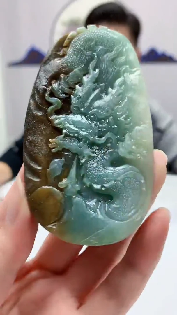 【闪购商品】定制翡翠未镶嵌4917zm-毛货挂件龙牌129