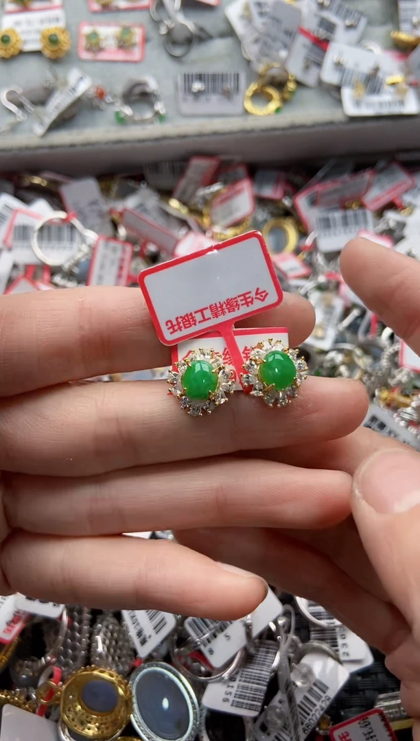 翡翠戒指银S925镶嵌7777---9