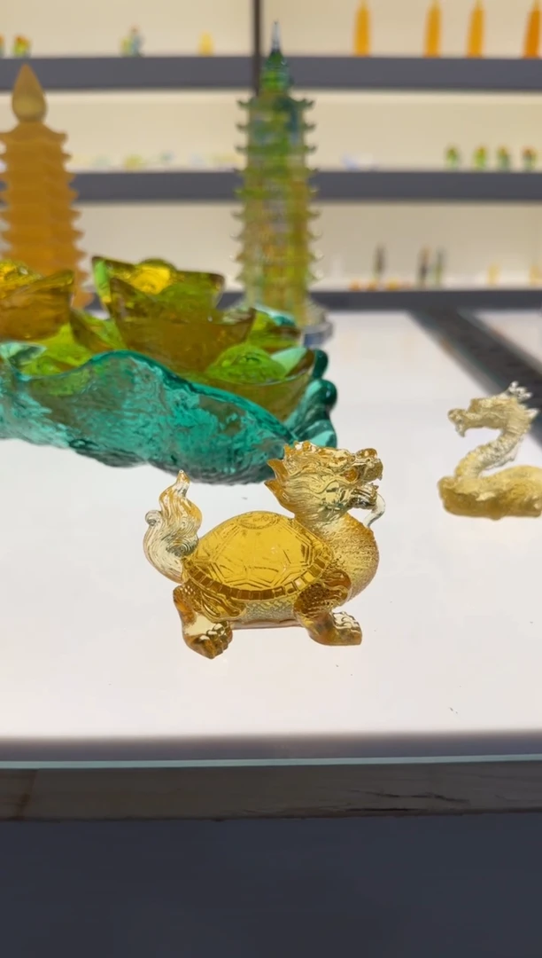 手工艺品琉璃金色龙龟
