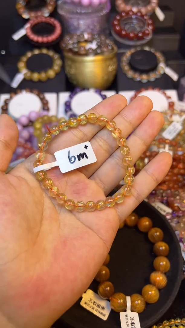 未镶嵌手串水晶金发晶6mm+