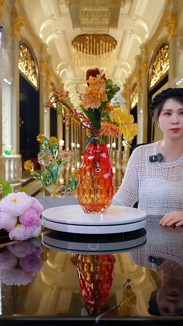摆件AJ05563橙红艺术琉璃花器
