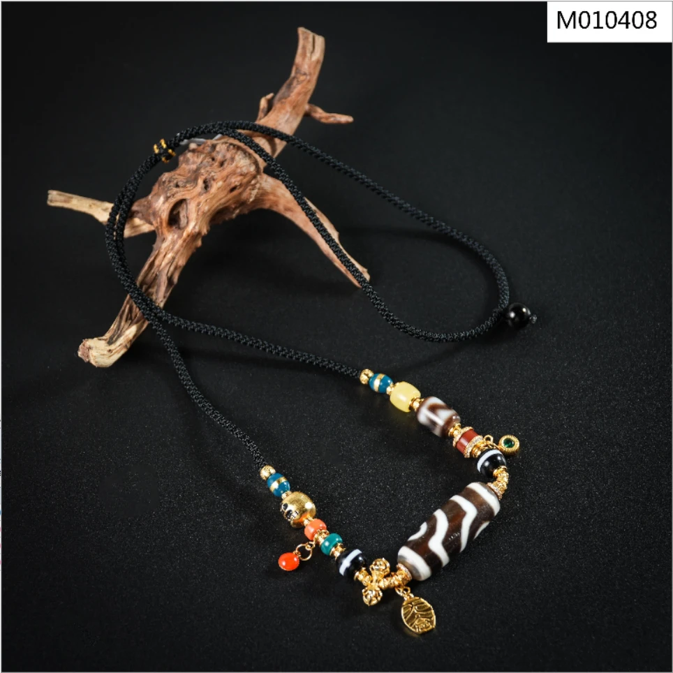 天然精品藏风 二眼图腾玛瑙项链/M010408