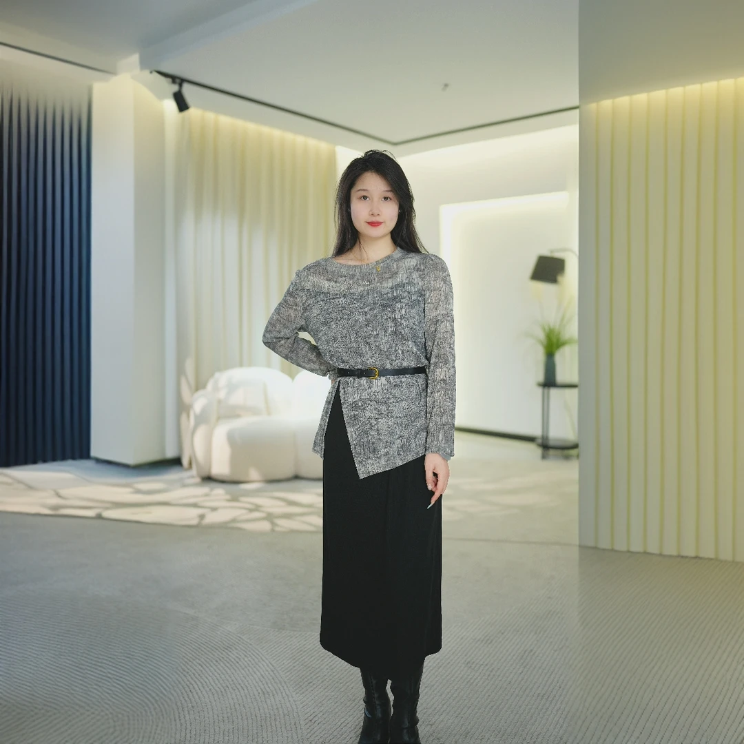 【F946】显瘦通勤套装时尚套装时尚圆领气质中长款INS风黑色女装