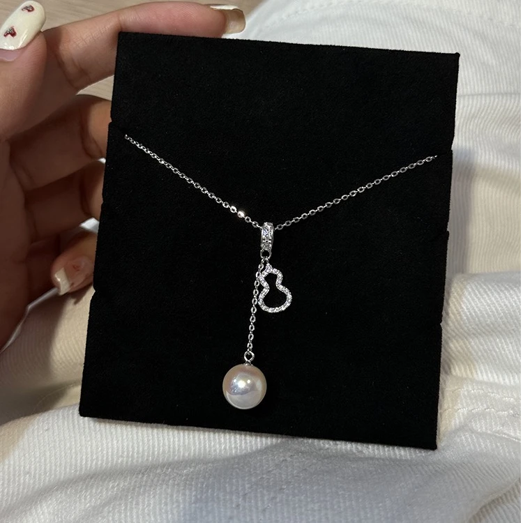 铜合金项链 AL6874 简约精致轻奢小众设计感葫芦珠光项链毛衣链