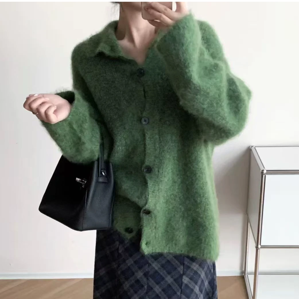 【小羊】高领开衫花纱~秋冬氛围感百搭显瘦羊毛拉绒开衫SY5806