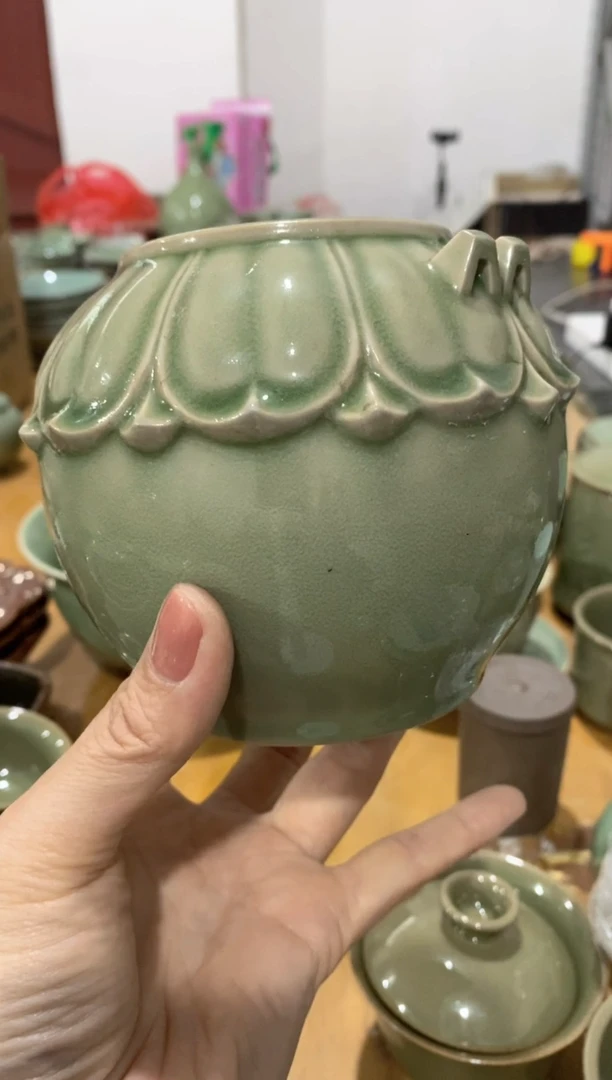 耀州窑瑕疵处理 南朝茶叶罐 没有盖子 混发 一个