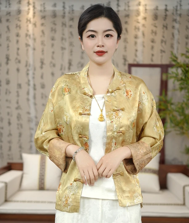 【 金枝玉叶| 外套】新中式提花国风休闲百搭透气薄外套