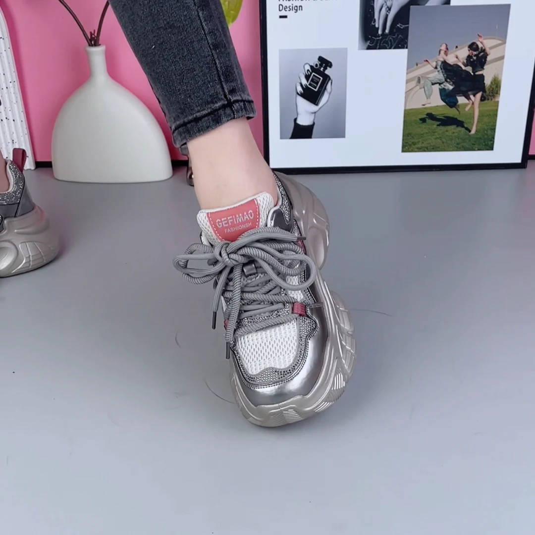 欧货显脚小松糕老爹鞋女厚底小个子休闲鞋