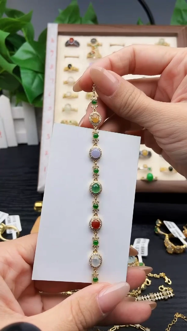 银S925镶嵌手链翡翠12