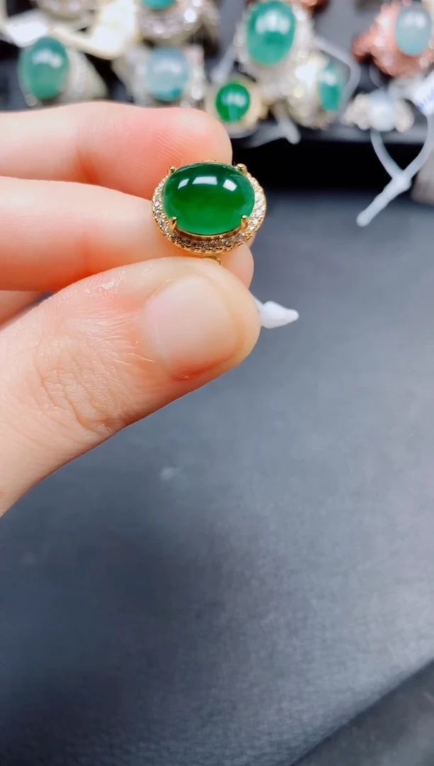 翡翠戒指银S925镶嵌翡翠