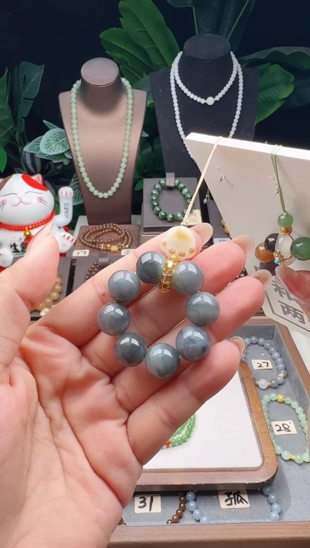 未镶嵌和田玉手机链12m左右青花楼兰手机链