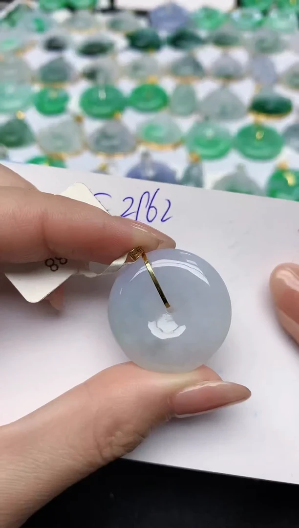 颈饰18K金镶嵌翡翠天然缅甸A货翡翠百元以上9元证书费自理